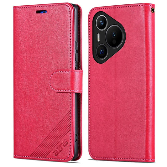 AZNS For Huawei Pura 70 Case Wallet Leather Scratch-proof Phone Cover with Magnetic Clasp - Red