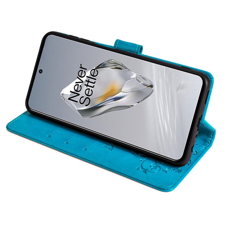 For OnePlus 12 5G Case Butterfly Flower Folding Stand Leather Cover Mobile Wholesale Accessories - Blue