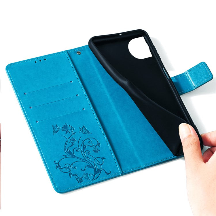 For OnePlus 12 5G Case Butterfly Flower Folding Stand Leather Cover Mobile Wholesale Accessories - Blue