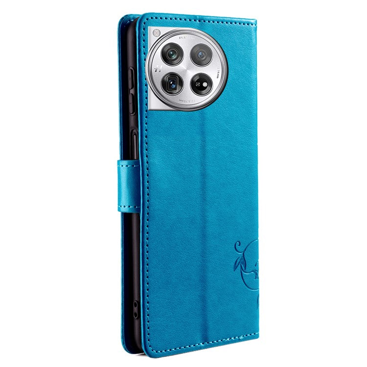 For OnePlus 12 5G Case Butterfly Flower Folding Stand Leather Cover Mobile Wholesale Accessories - Blue