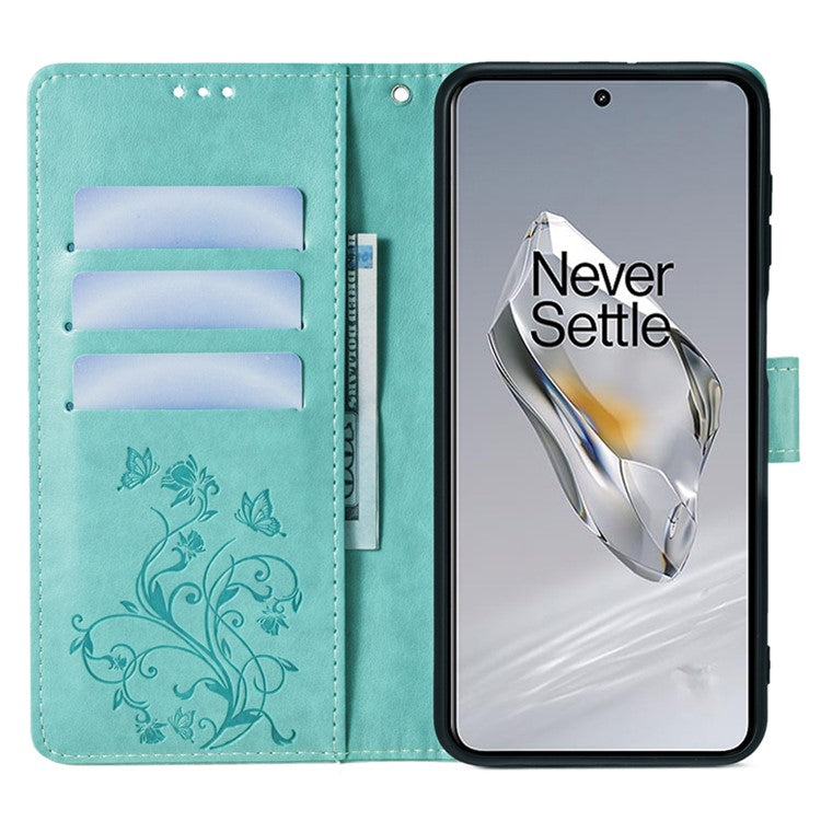For OnePlus 12 5G Case Butterfly Flower Folding Stand Leather Cover Mobile Wholesale Accessories - Green