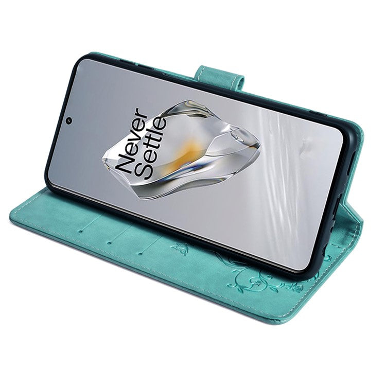 For OnePlus 12 5G Case Butterfly Flower Folding Stand Leather Cover Mobile Wholesale Accessories - Green