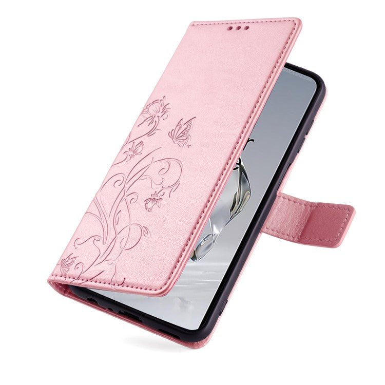 For OnePlus 12 5G Case Butterfly Flower Folding Stand Leather Cover Mobile Wholesale Accessories - Rose Gold