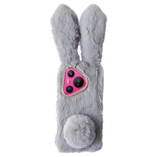 For Huawei Pura 70 TPU Case Plush Cute Rabbit Design Cover Cell Phone Accessory Wholesale - Grey
