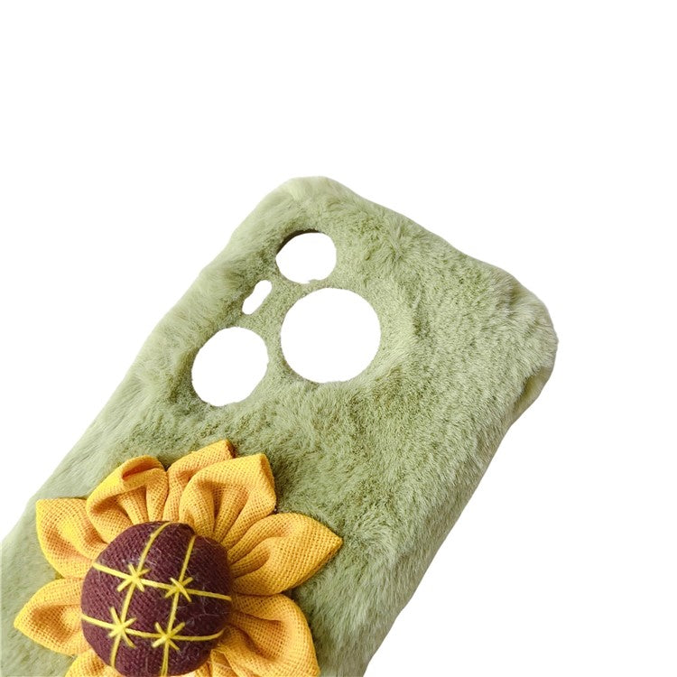 For Huawei Pura 70 Case Sunflower Fur Warm Plush TPU Phone Cover - Green