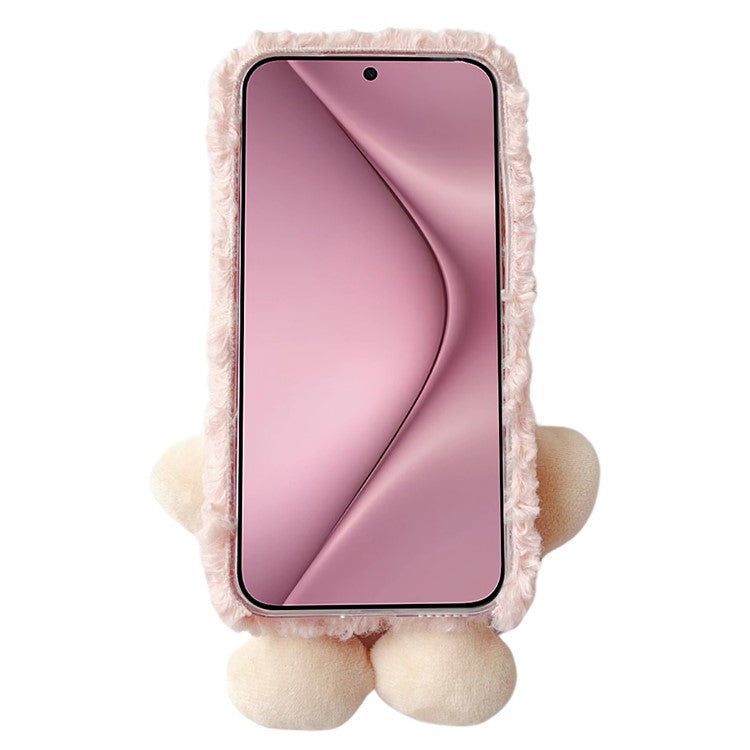 For Huawei Pura 70 Case Plush Bear Soft Fluff TPU Protective Phone Cover - Orange