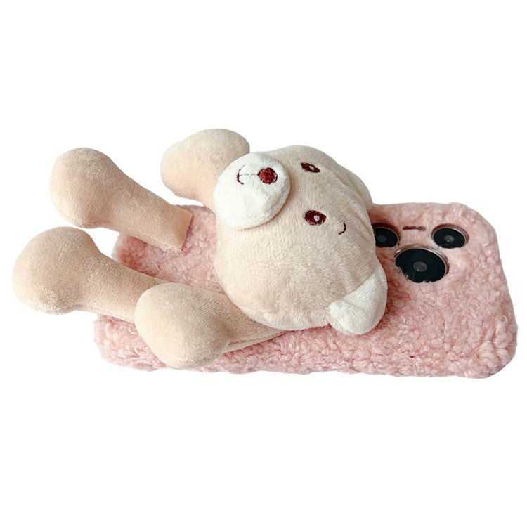 For Huawei Pura 70 Case Plush Bear Soft Fluff TPU Protective Phone Cover - Grey