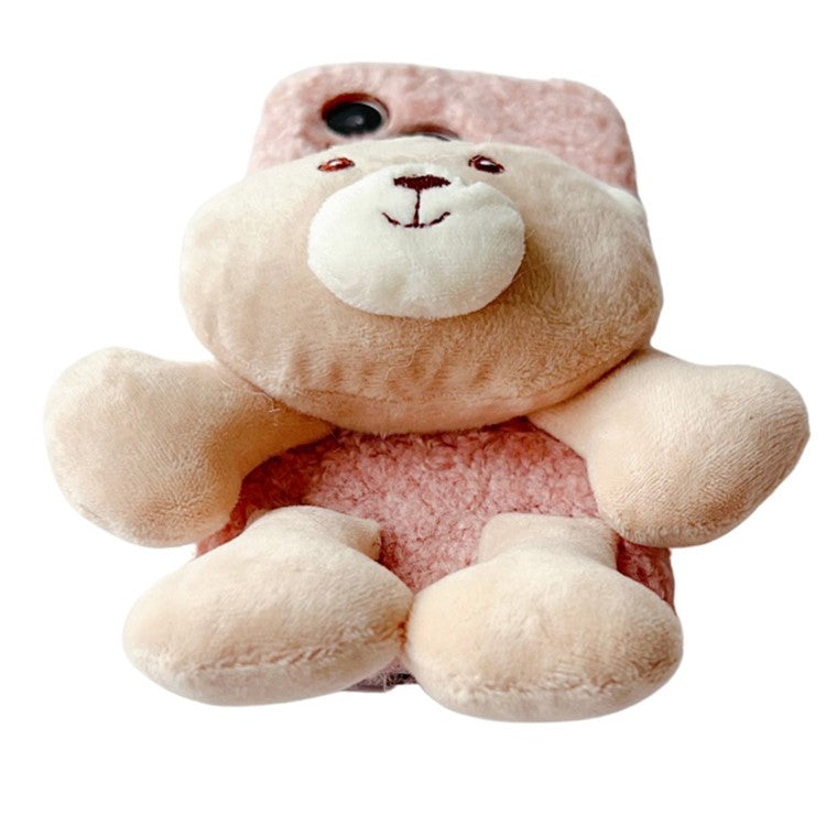 For Huawei Pura 70 Case Plush Bear Soft Fluff TPU Protective Phone Cover - Grey