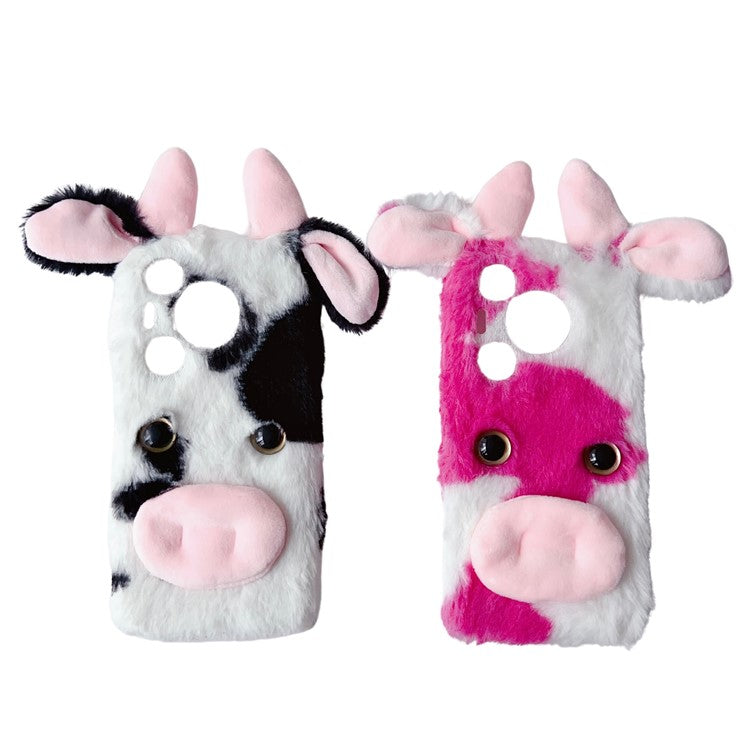For Huawei Pura 70 Cell Phone Cases Fluffy Cows Ear TPU Flexible Back Shell - Black