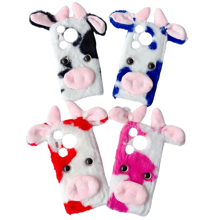 For Huawei Pura 70 Cell Phone Cases Fluffy Cows Ear TPU Flexible Back Shell - Black