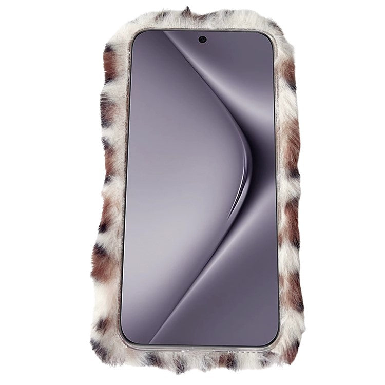 For Huawei Pura 70 Case Leopard Print Plush TPU Phone Cover - Pink