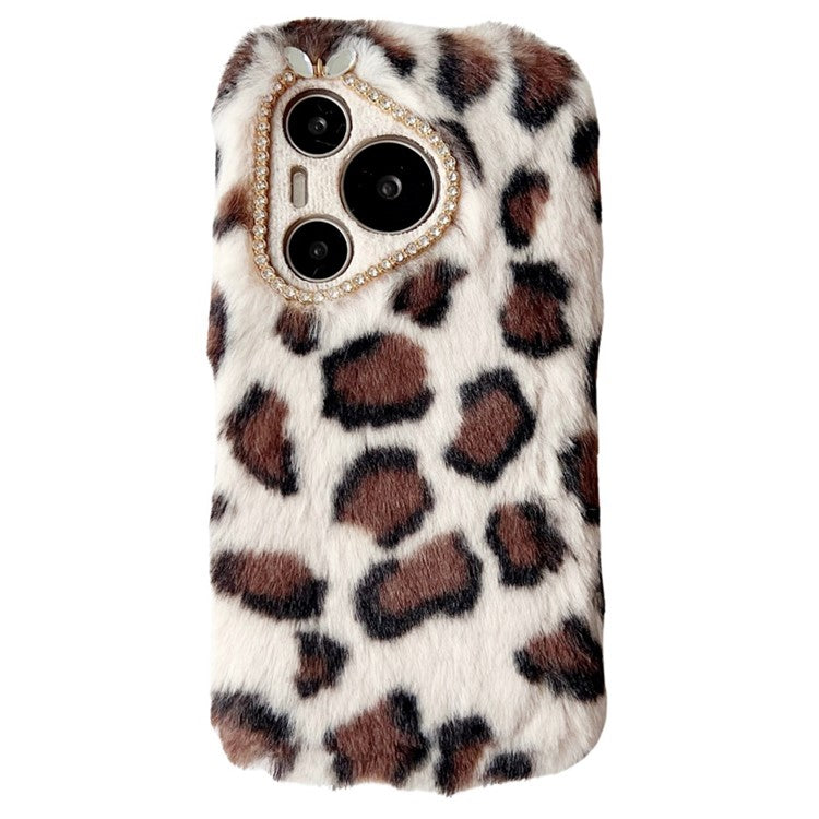 For Huawei Pura 70 Case Leopard Print Plush TPU Phone Cover - Brown
