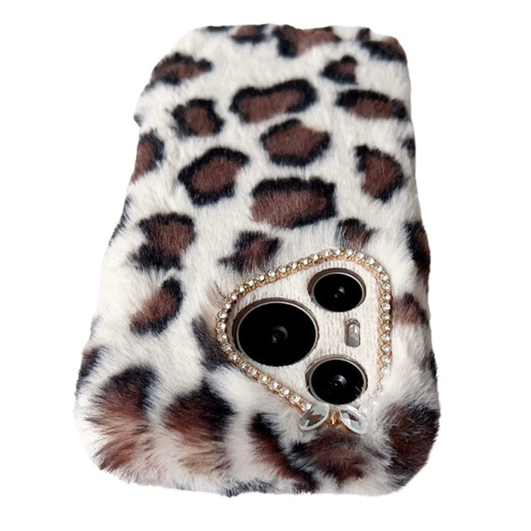 For Huawei Pura 70 Case Leopard Print Plush TPU Phone Cover - Brown