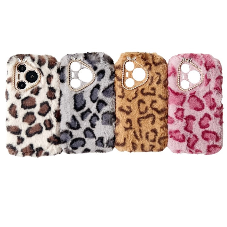 For Huawei Pura 70 Case Leopard Print Plush TPU Phone Cover - Brown