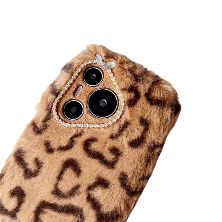 For Huawei Pura 70 Case Leopard Print Plush TPU Phone Cover - Yellow