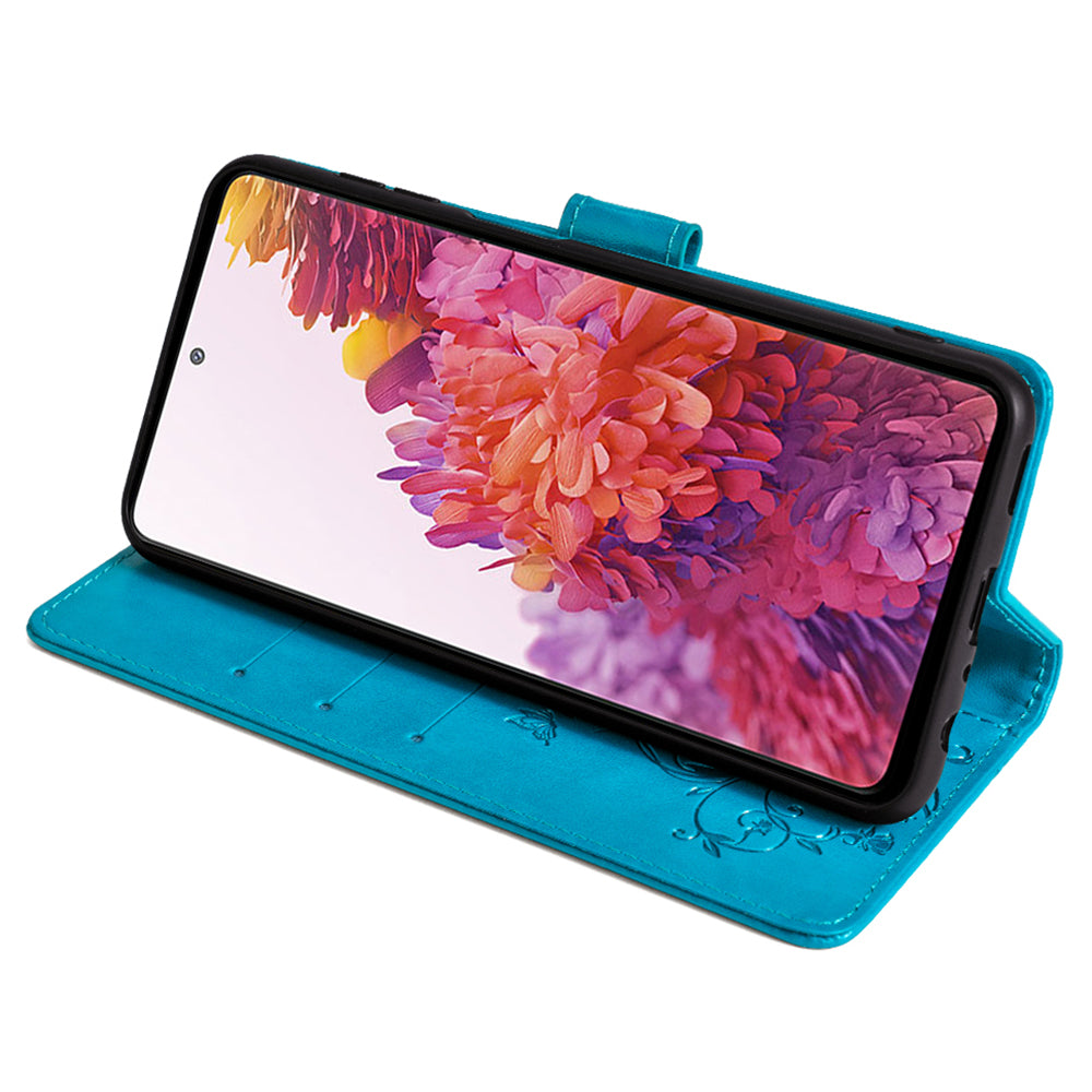 For Samsung Galaxy S20 FE / S20 FE 5G / S20 FE 2022 / S20 Lite Case Butterfly Flower PU Leather Phone Cover Online Shopping Wholesale - Blue