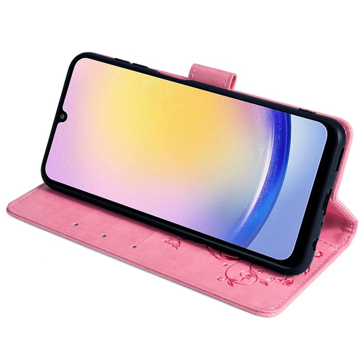For Samsung Galaxy M23 5G / F23 5G Case Butterfly Flower PU Leather Stand Phone Cover - Pink