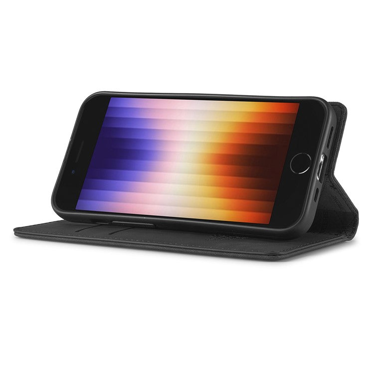 LC.IMEEKE For iPhone 16e Case Scratch-Proof Microfiber Leather Magnetic Closing Phone Cover - Black