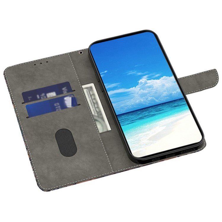 For Samsung Galaxy S24+ Case PU Leather Pattern Design Magnetic Folio Phone Cover - Vintage Flower and Bird
