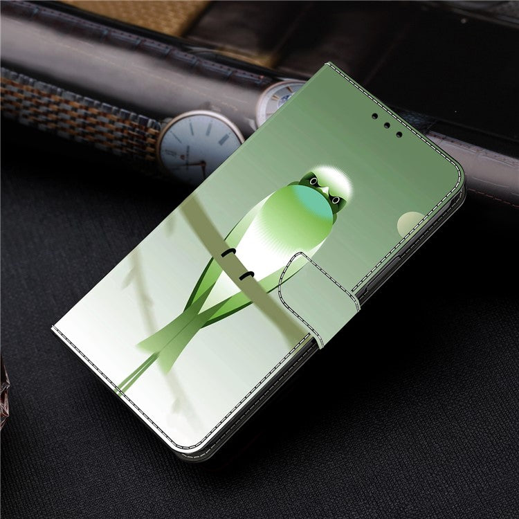 For Samsung Galaxy A52 4G / 5G / A52s 5G Case Pattern Printing Flip Folio Leather Phone Cover - Green Bird