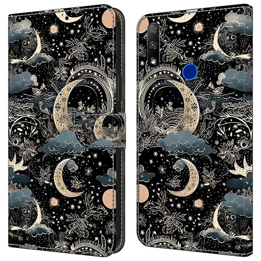 Cell Phone Case for Honor 9X Magnetic Closure Shell Wallet Wholesale Phone Cover - Moon
