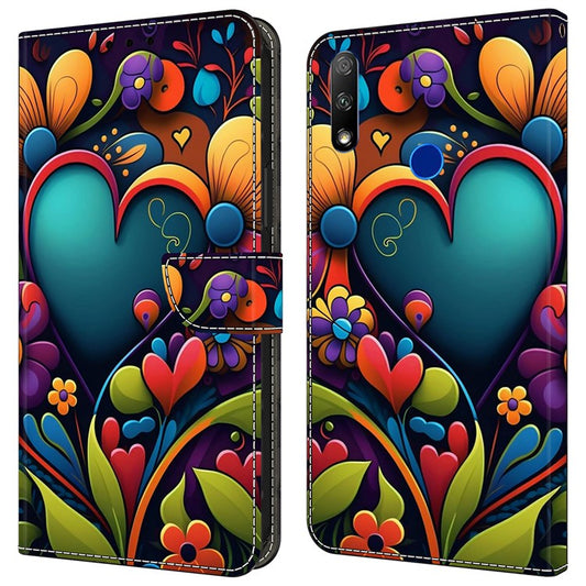 Cell Phone Case for Honor 9X Magnetic Closure Shell Wallet Wholesale Phone Cover - Paint Flower