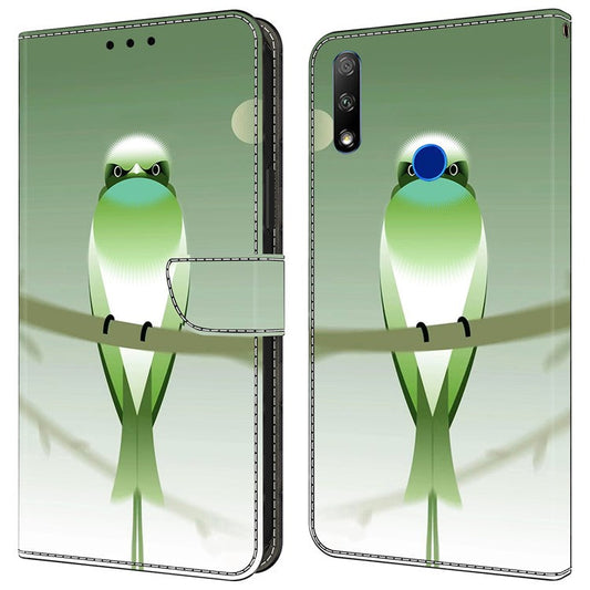 Cell Phone Case for Honor 9X Magnetic Closure Shell Wallet Wholesale Phone Cover - Green Bird