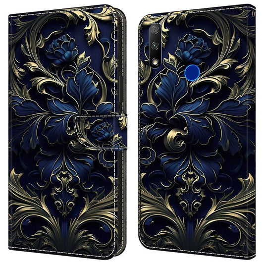 Cell Phone Case for Honor 9X Magnetic Closure Shell Wallet Wholesale Phone Cover - Blue Flower