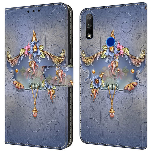 Cell Phone Case for Honor 9X Magnetic Closure Shell Wallet Wholesale Phone Cover - Carving Flower