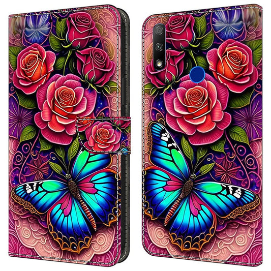 Cell Phone Case for Honor 9X Magnetic Closure Shell Wallet Wholesale Phone Cover - Colorful Butterfly
