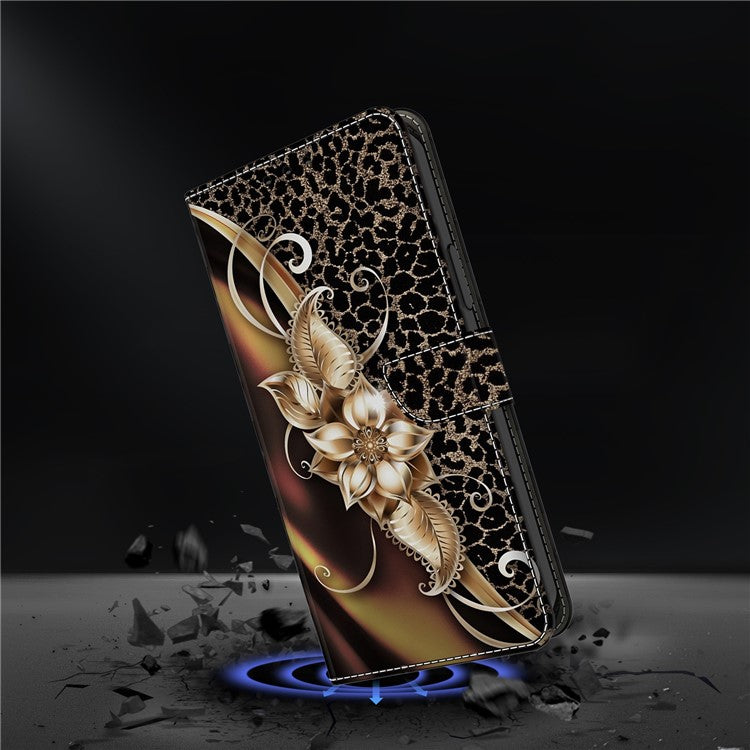For Honor X9 5G Scratch-Resistant Mobile Phone Case Shockproof Pattern Wallet Stand Cover - Metal Flower