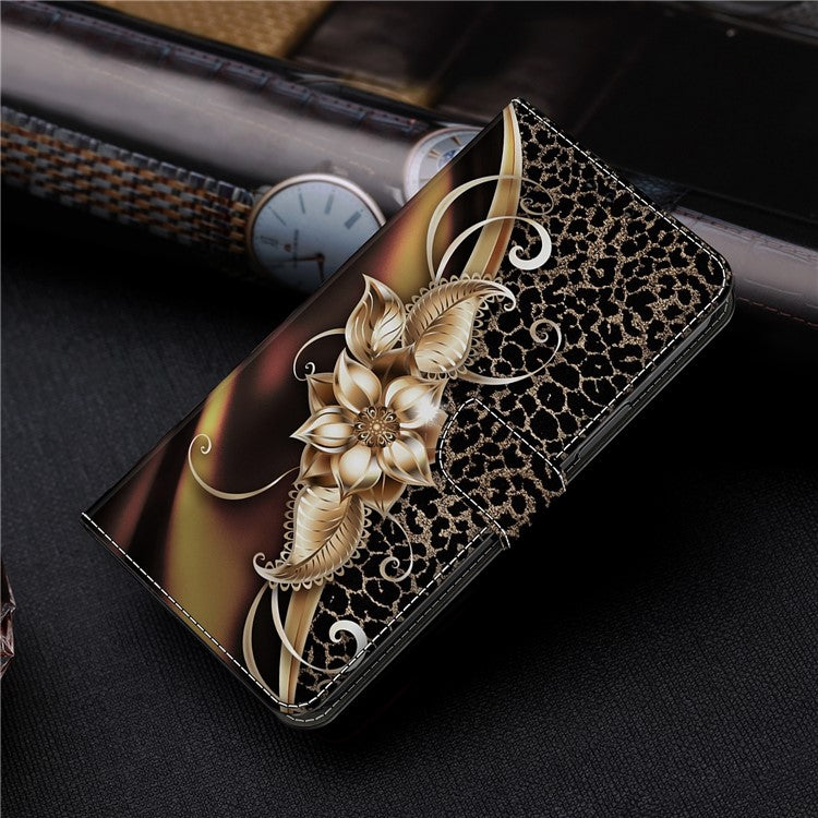 For Honor X9 5G Scratch-Resistant Mobile Phone Case Shockproof Pattern Wallet Stand Cover - Metal Flower