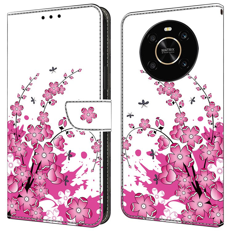 For Honor X9 5G Scratch-Resistant Mobile Phone Case Shockproof Pattern Wallet Stand Cover - Flower Vine