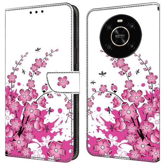 For Honor X9 5G Scratch-Resistant Mobile Phone Case Shockproof Pattern Wallet Stand Cover - Flower Vine