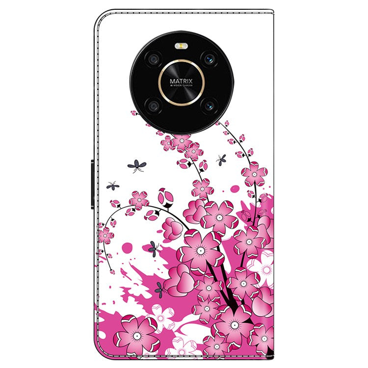 For Honor X9 5G Scratch-Resistant Mobile Phone Case Shockproof Pattern Wallet Stand Cover - Flower Vine
