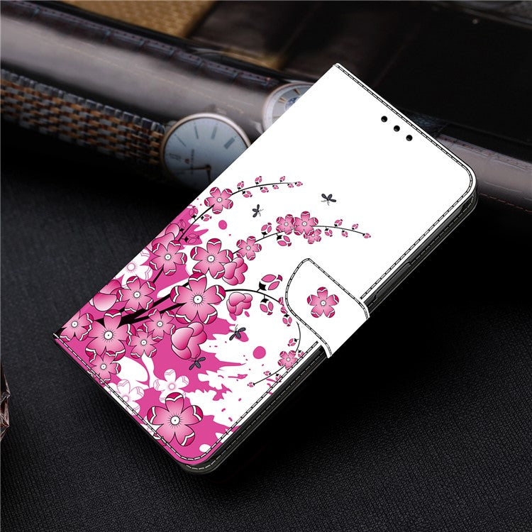 For Honor X9 5G Scratch-Resistant Mobile Phone Case Shockproof Pattern Wallet Stand Cover - Flower Vine
