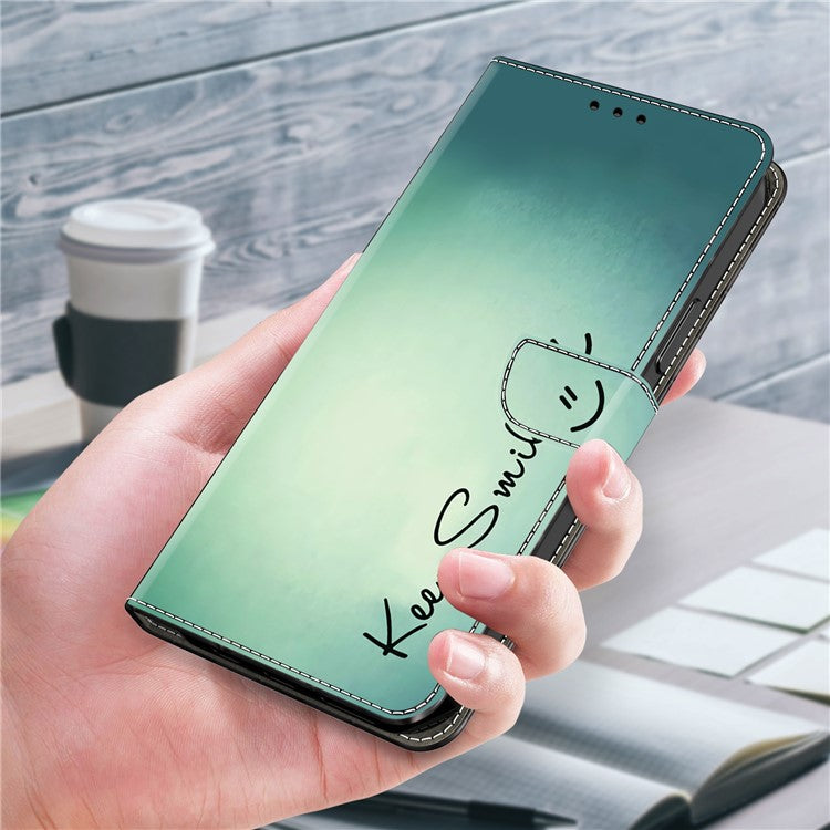 For Honor X9 5G Scratch-Resistant Mobile Phone Case Shockproof Pattern Wallet Stand Cover - Keep Smile