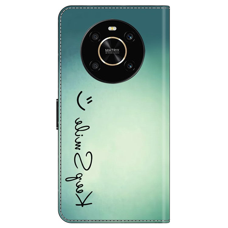 For Honor X9 5G Scratch-Resistant Mobile Phone Case Shockproof Pattern Wallet Stand Cover - Keep Smile