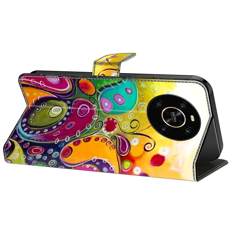 For Honor X9 5G Scratch-Resistant Mobile Phone Case Shockproof Pattern Wallet Stand Cover - Colorful Flower Vine