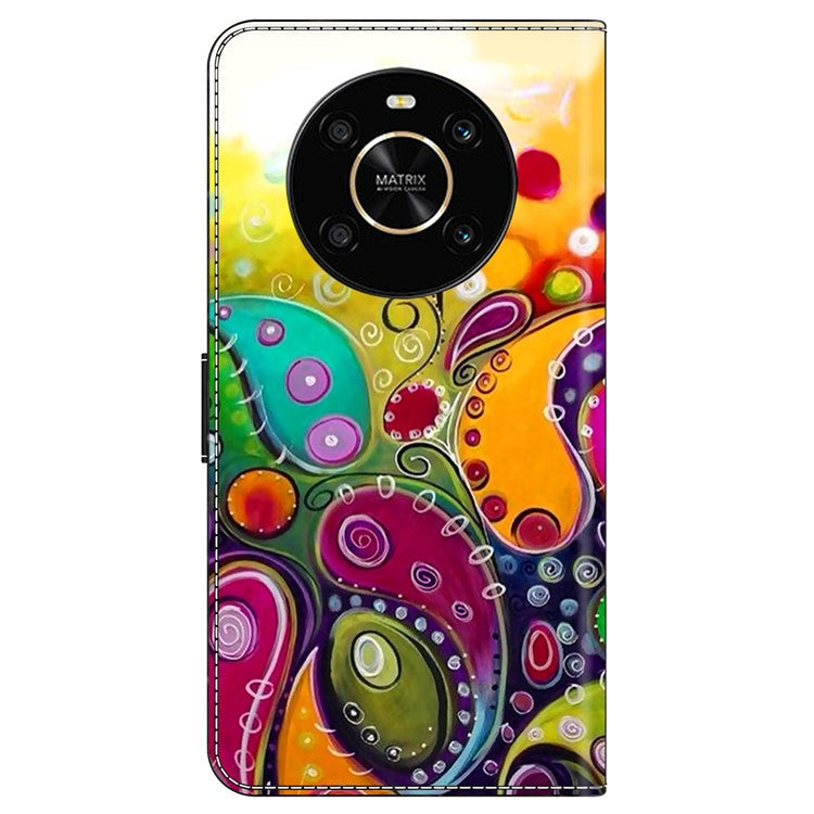 For Honor X9 5G Scratch-Resistant Mobile Phone Case Shockproof Pattern Wallet Stand Cover - Colorful Flower Vine