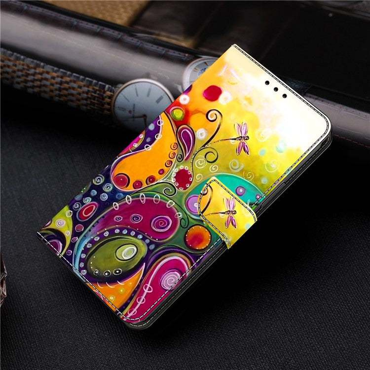 For Honor X9 5G Scratch-Resistant Mobile Phone Case Shockproof Pattern Wallet Stand Cover - Colorful Flower Vine