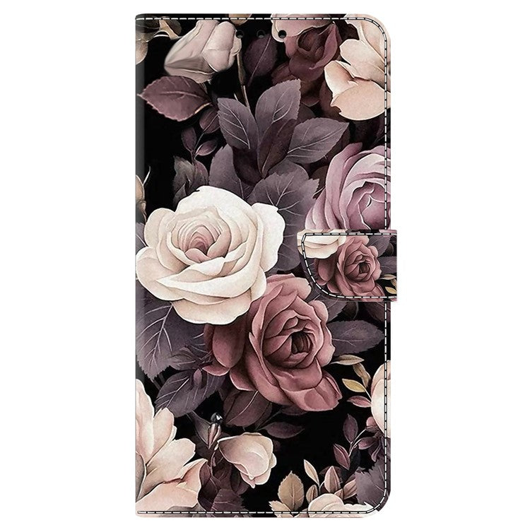 For Honor X9 5G Scratch-Resistant Mobile Phone Case Shockproof Pattern Wallet Stand Cover - Rose