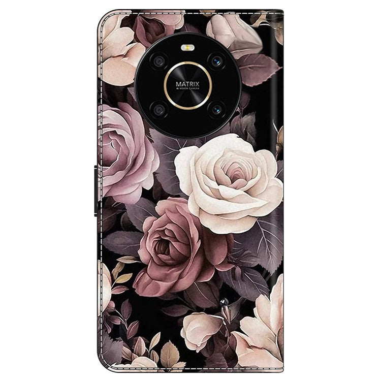 For Honor X9 5G Scratch-Resistant Mobile Phone Case Shockproof Pattern Wallet Stand Cover - Rose
