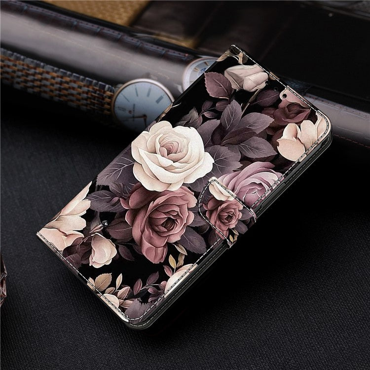For Honor X9 5G Scratch-Resistant Mobile Phone Case Shockproof Pattern Wallet Stand Cover - Rose