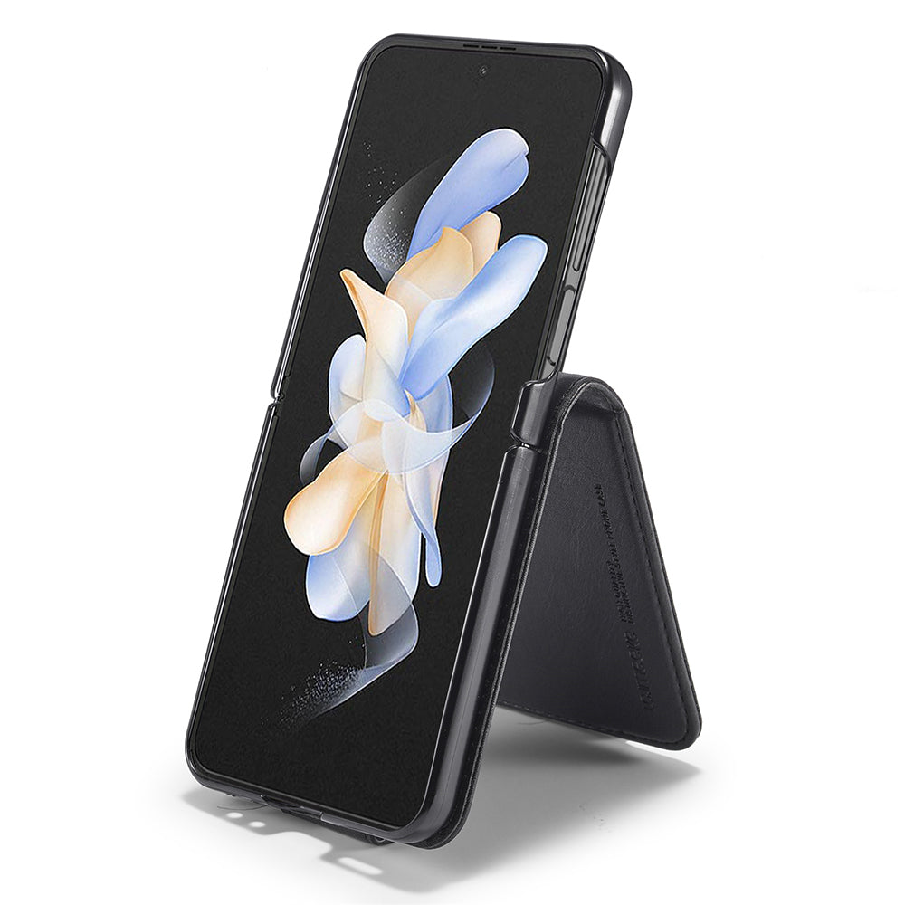 LC.IMEEKE For Samsung Galaxy Z Flip6 5G Phone Case RFID Blocking Card Slot PU Leather Cover - Black