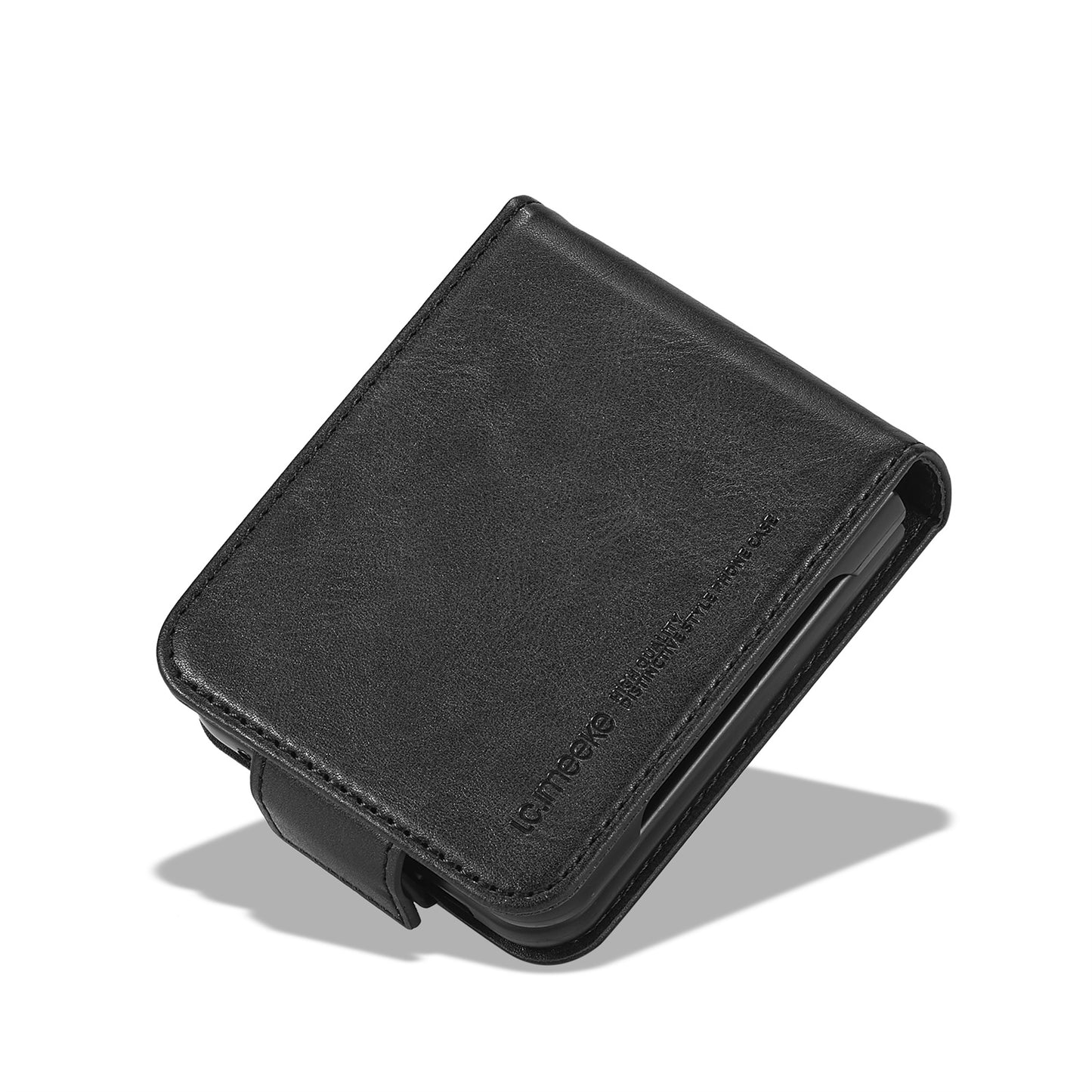 LC.IMEEKE For Samsung Galaxy Z Flip6 5G Phone Case RFID Blocking Card Slot PU Leather Cover - Black