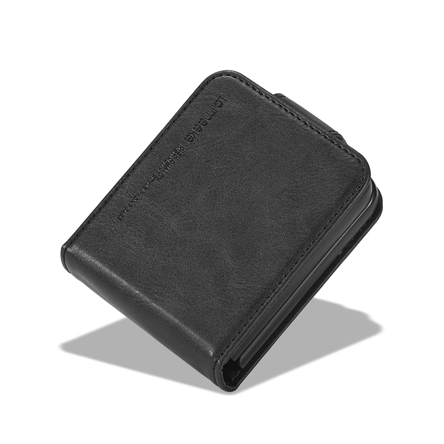 LC.IMEEKE For Samsung Galaxy Z Flip6 5G Phone Case RFID Blocking Card Slot PU Leather Cover - Black