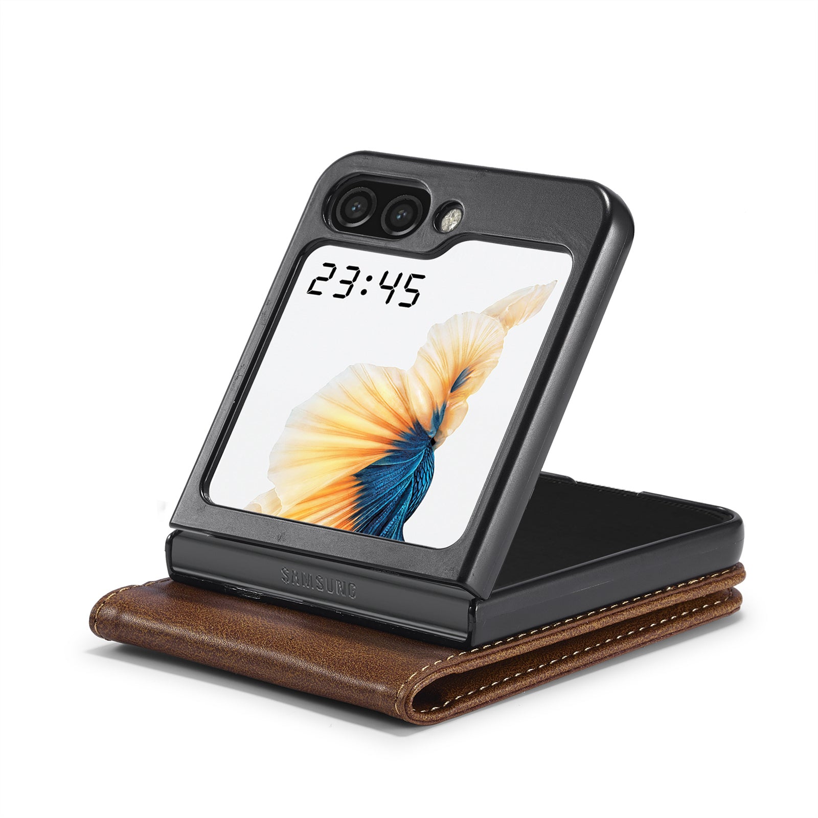 LC.IMEEKE For Samsung Galaxy Z Flip6 5G Phone Case RFID Blocking Card Slot PU Leather Cover - Brown