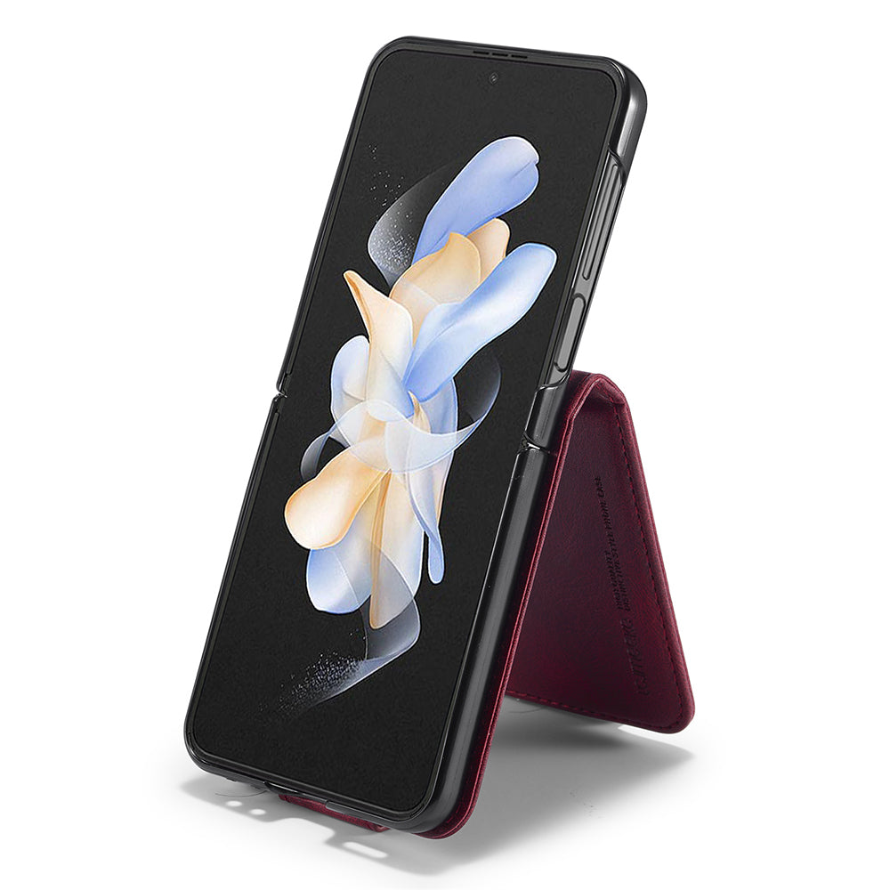 LC.IMEEKE For Samsung Galaxy Z Flip6 5G Phone Case RFID Blocking Card Slot PU Leather Cover - Red