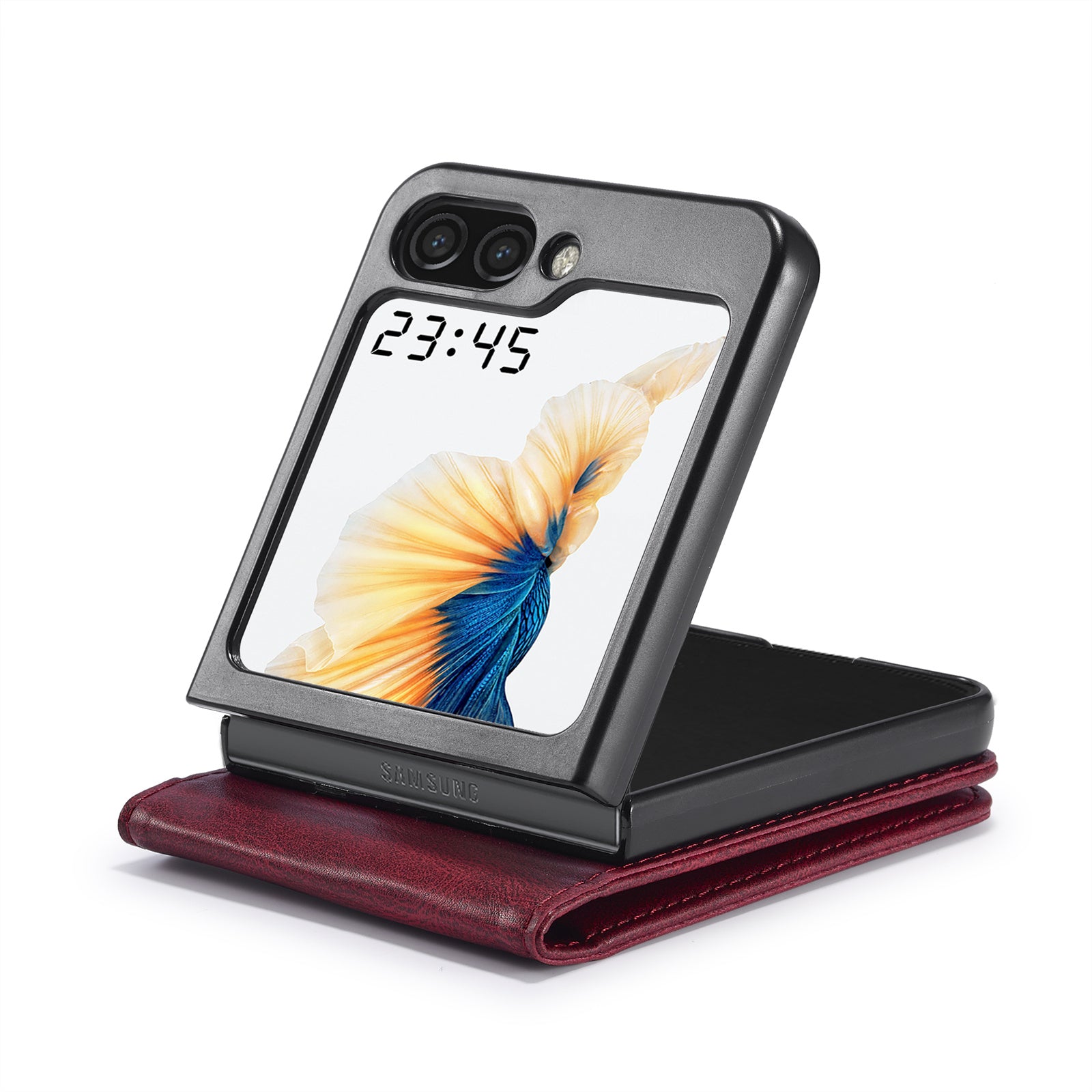 LC.IMEEKE For Samsung Galaxy Z Flip6 5G Phone Case RFID Blocking Card Slot PU Leather Cover - Red